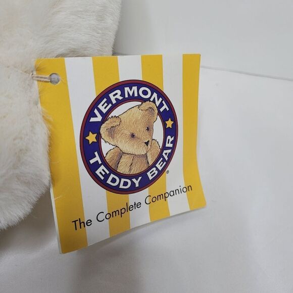 NEW Vintage Vermont Teddy Bear 15" classic posable white bear with blue eyes - Picture 3 of 9